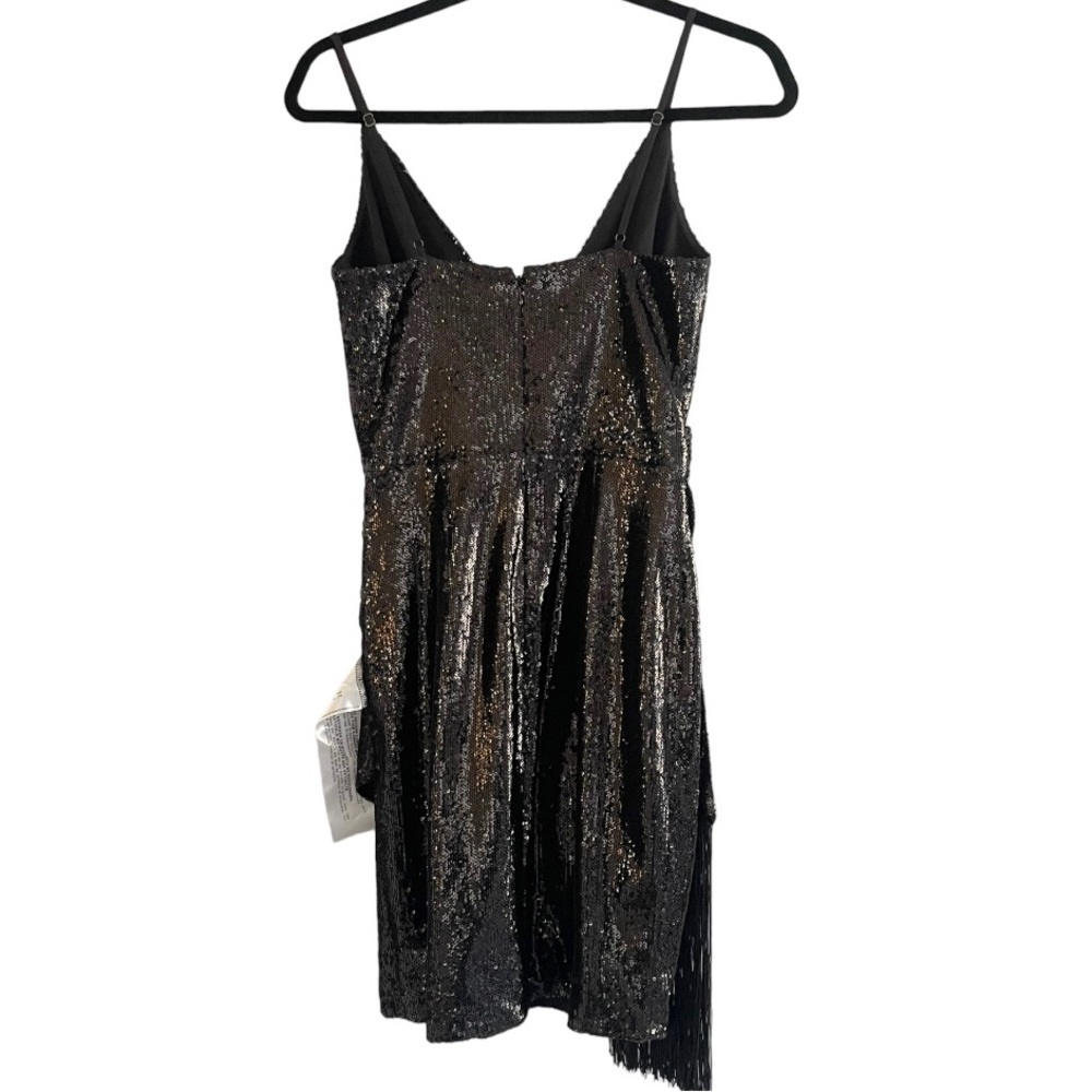 NWT Dress the Population Alida Draped Fringe Side Mini Dress Sz S, M - Picture 5 of 8